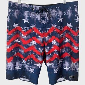 O'Neill Hyperfreak Stretch Board Shorts American Flag USA Print Men's Size 34